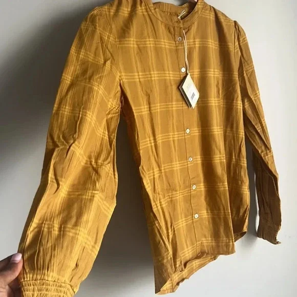 NEW Faherty HARPER TOP IN ASPEN GOLD PLAID - Picture 8 of 10